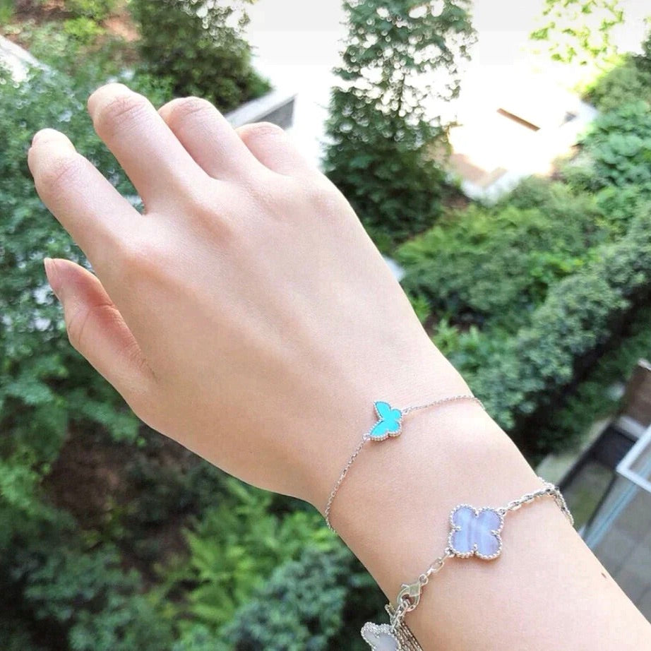 [Lucas Jewelry]BUTTERFLY TURQUOISE BUTTERFLY BRACELET SILVER