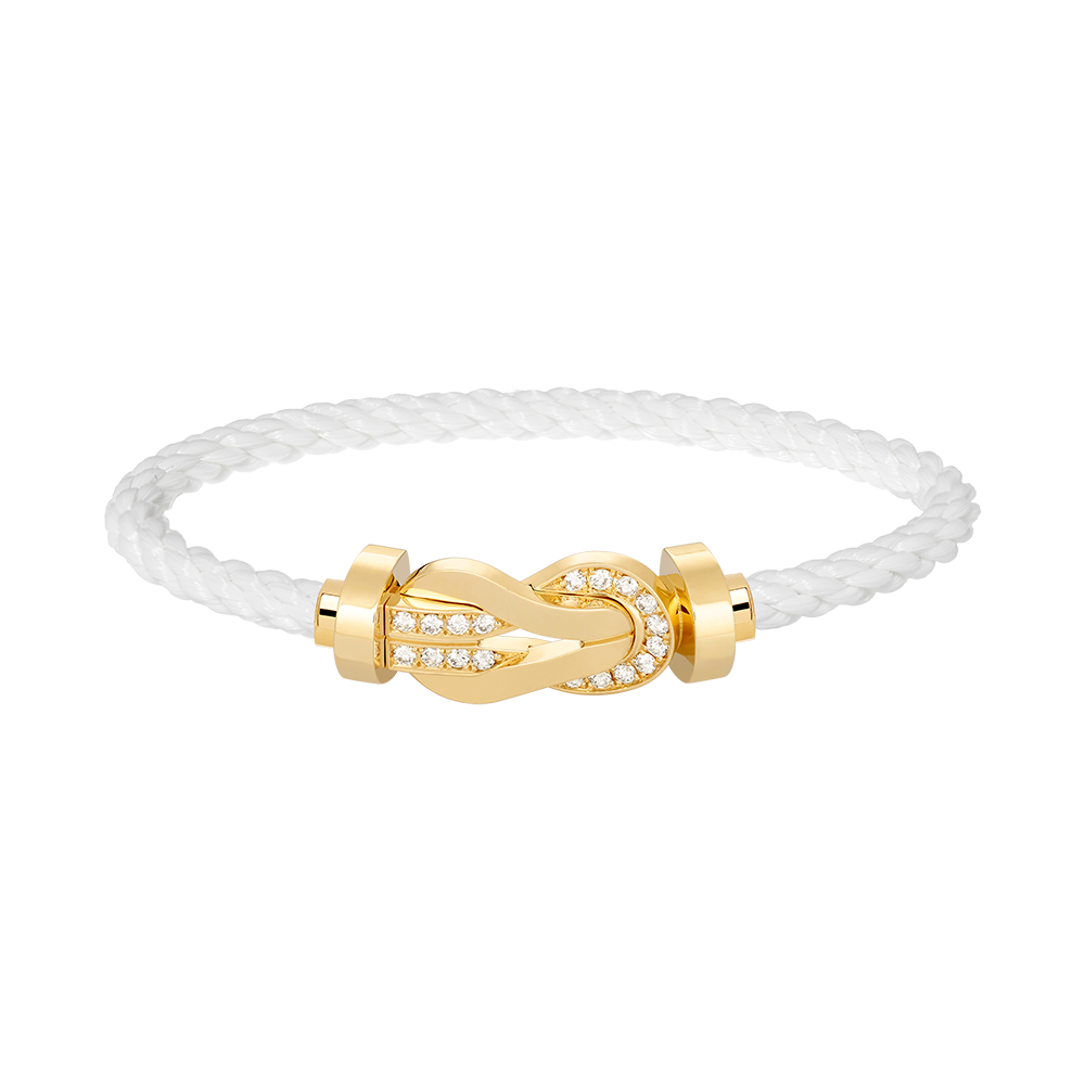 [Lucas Jewelry]CHANCE LARGE 8 FIGURE BUCKLE HALF DIAMOND BRACELET GOLD