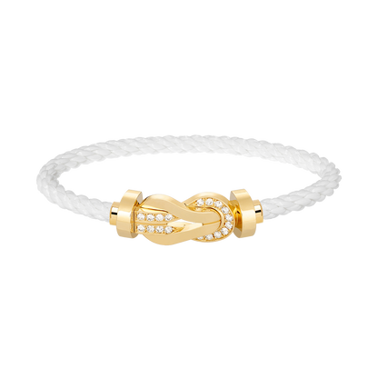 [Lucas Jewelry]CHANCE LARGE 8 FIGURE BUCKLE HALF DIAMOND BRACELET GOLD