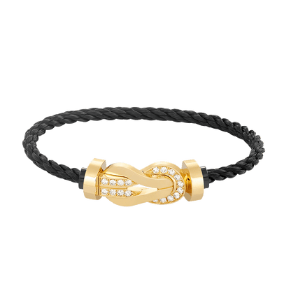 [Lucas Jewelry]CHANCE LARGE 8 FIGURE BUCKLE HALF DIAMOND BRACELET GOLD