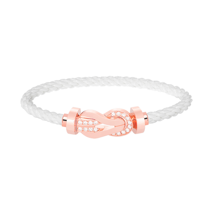 [Lucas Jewelry]CHANCE LARGE 8 FIGURE BUCKLE HALF DIAMOND BRACELET ROSE GOLD