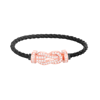 [Lucas Jewelry]CHANCE LARGE 8 FIGURE BUCKLE FULL DIAMOND BRACELET ROSE GOLD