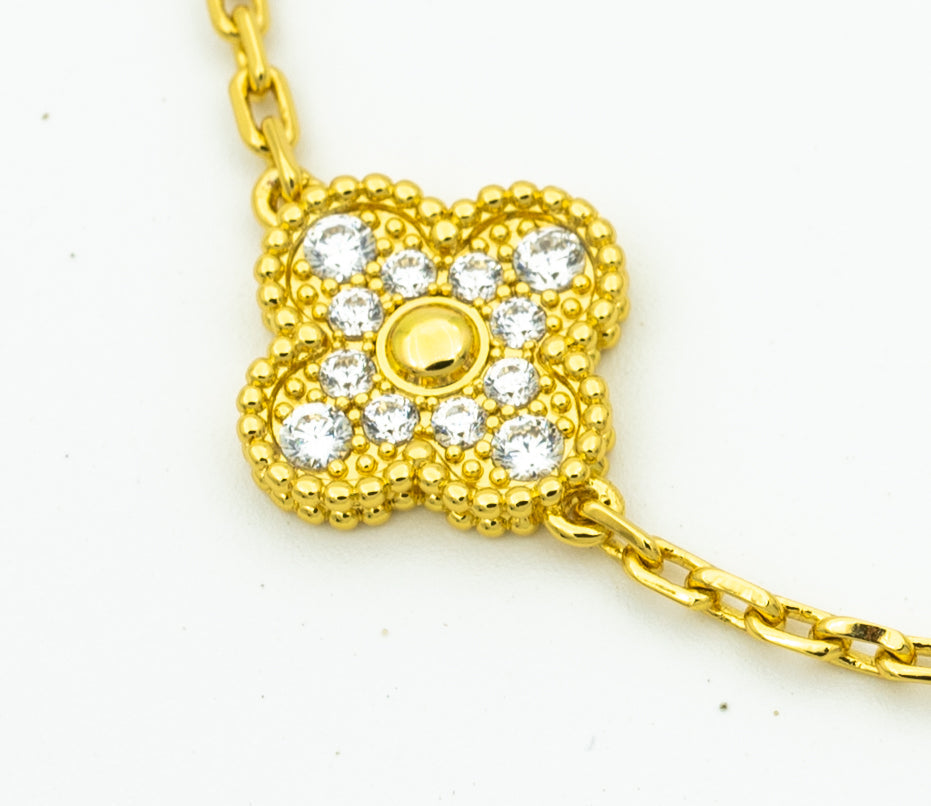 [Lucas Jewelry]CLOVER BRACELET 5 MOTIFS GOLD DIAMOND