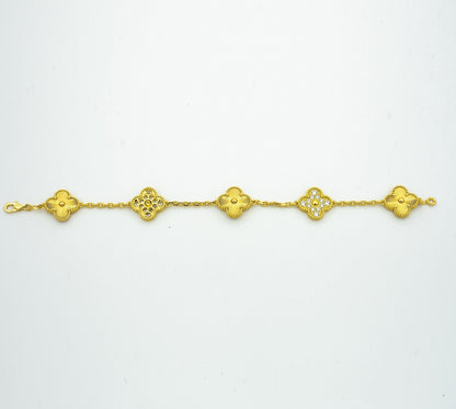 [Lucas Jewelry]CLOVER BRACELET 5 MOTIFS GOLD DIAMOND