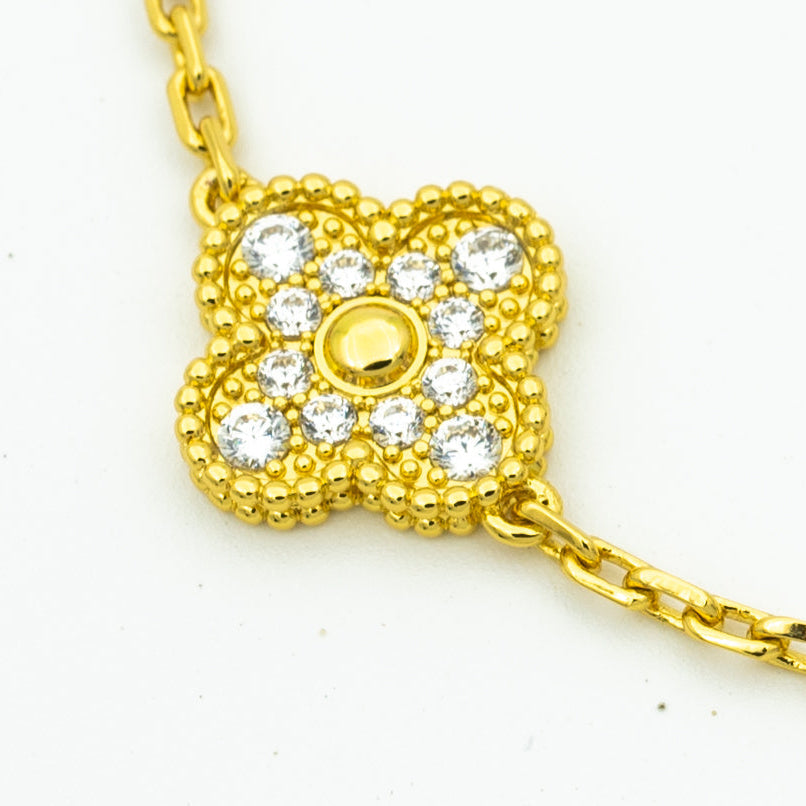 [Lucas Jewelry]CLOVER BRACELET 5 MOTIFS GOLD DIAMOND