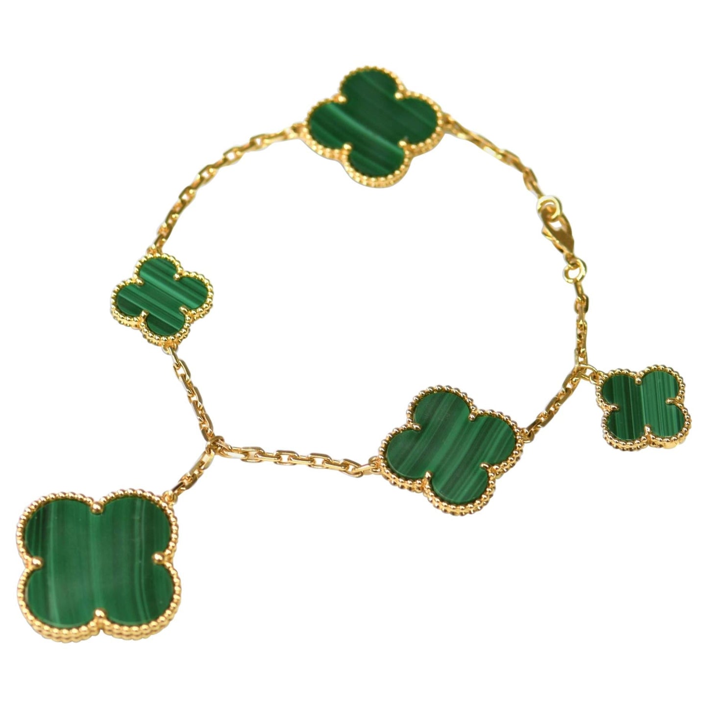 [Lucas Jewelry]MAGIC CLOVER MALACHITE GOLD BRACELET 5 MOTIFS