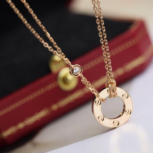 [Lucas Jewelry]LOVE NECKLACE ADJUSTABLE ROSE GOLD 2 DIAMOND