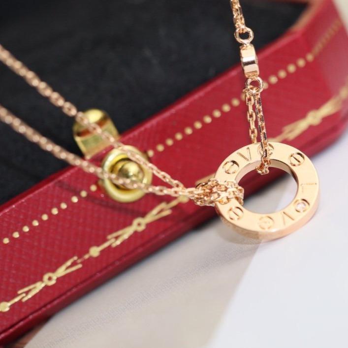 [Lucas Jewelry]LOVE NECKLACE ADJUSTABLE ROSE GOLD 2 DIAMOND