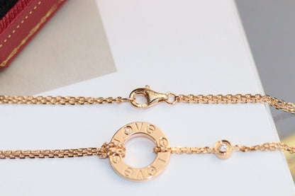 [Lucas Jewelry]LOVE NECKLACE ADJUSTABLE ROSE GOLD 2 DIAMOND