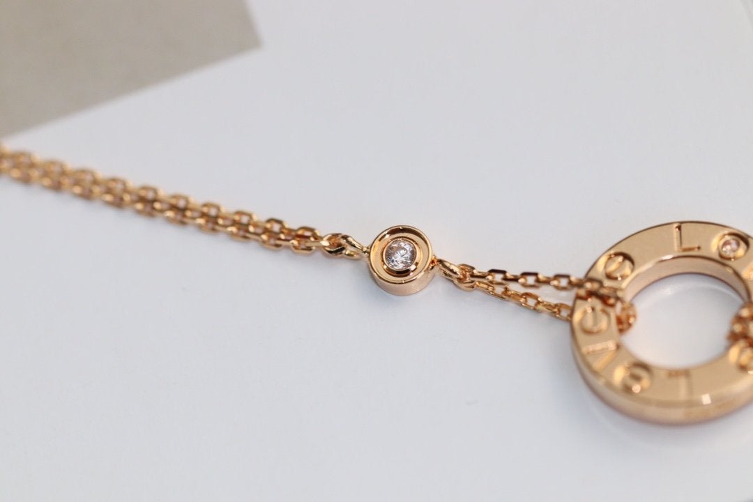 [Lucas Jewelry]LOVE NECKLACE ADJUSTABLE ROSE GOLD 2 DIAMOND