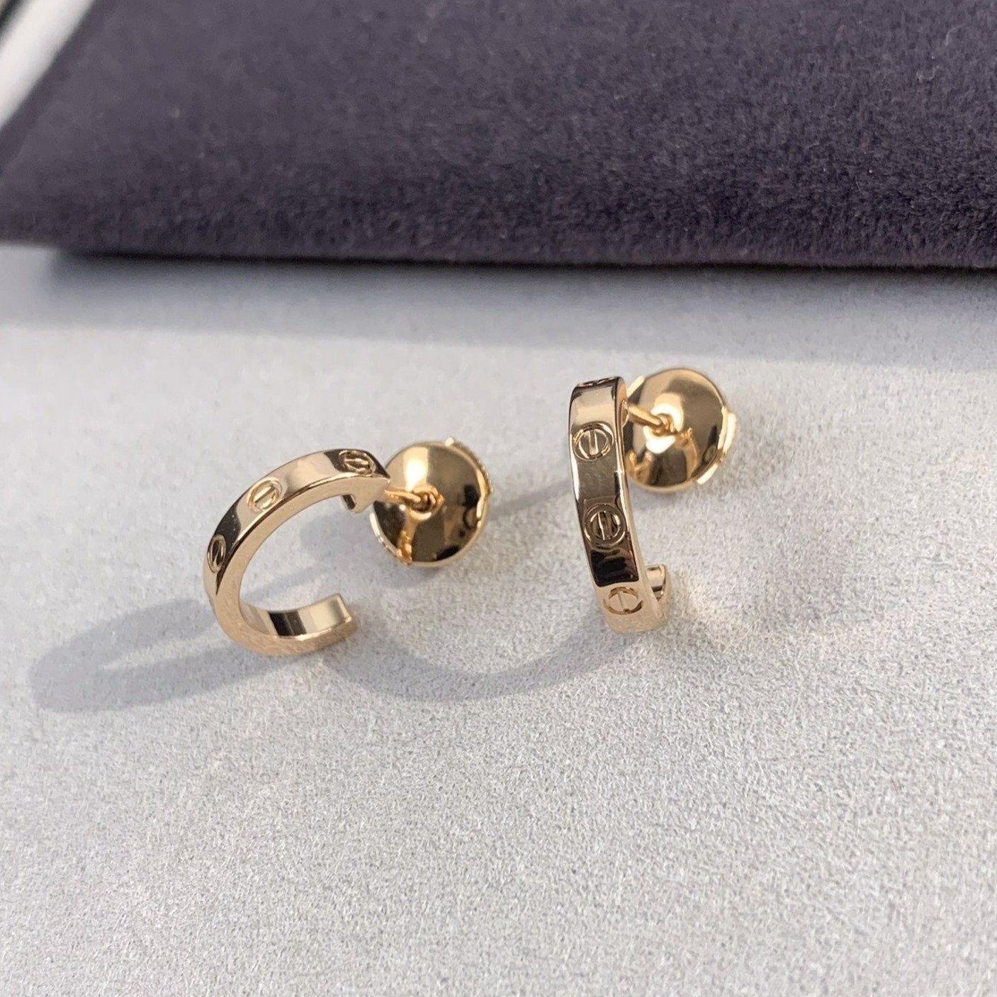 [Lucas Jewelry]LOVE EARRINGS 2.65MM PINK GOLD