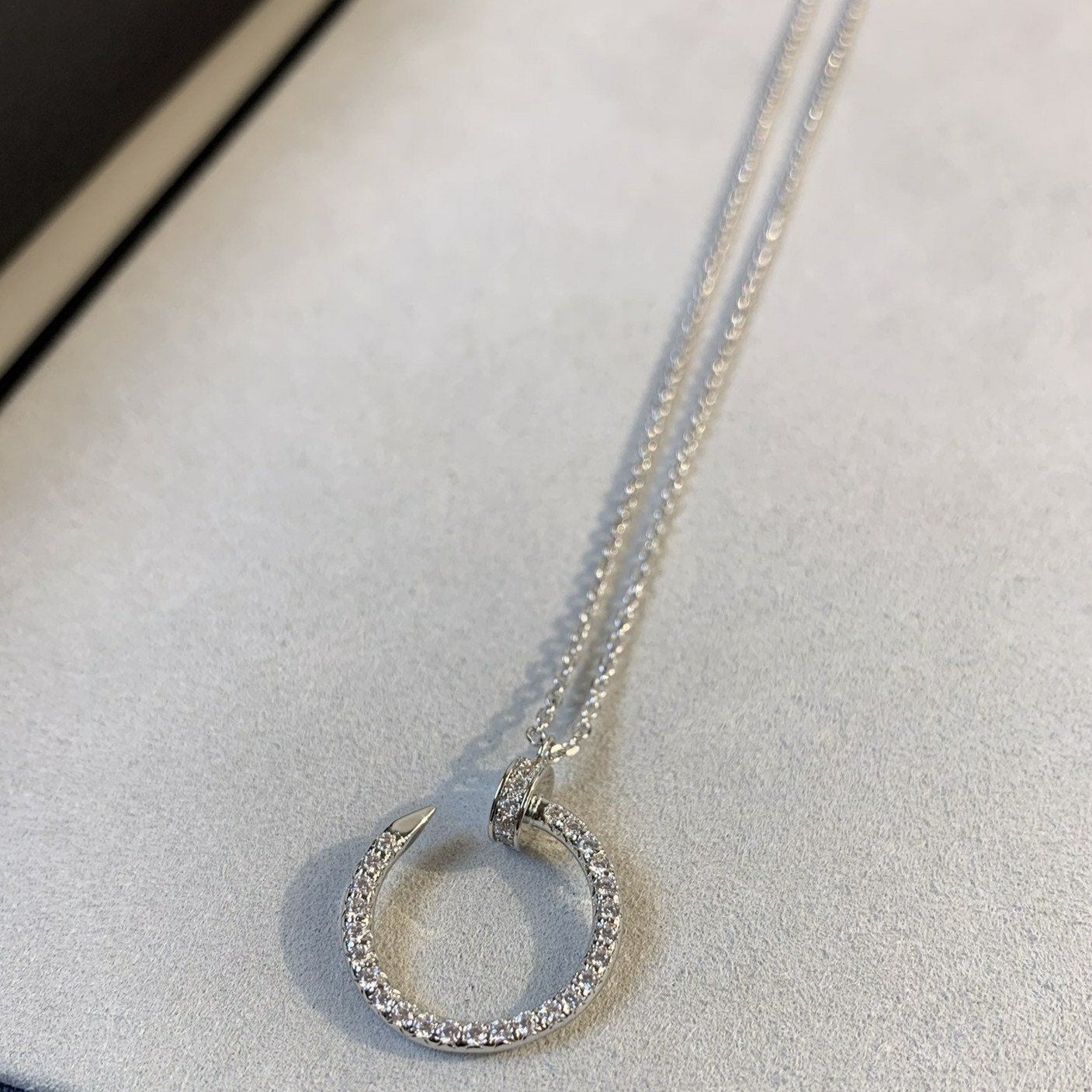 [Lucas Jewelry]JUSTE NECKLACE SILVER DIAMONDS