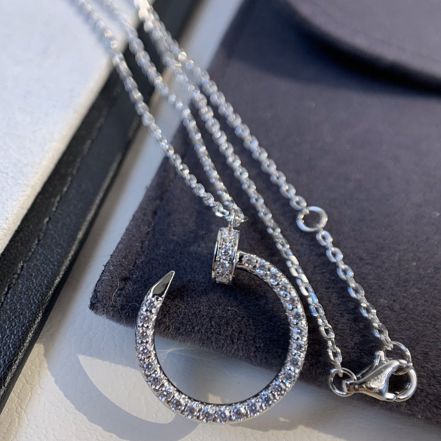 [Lucas Jewelry]JUSTE NECKLACE SILVER DIAMONDS