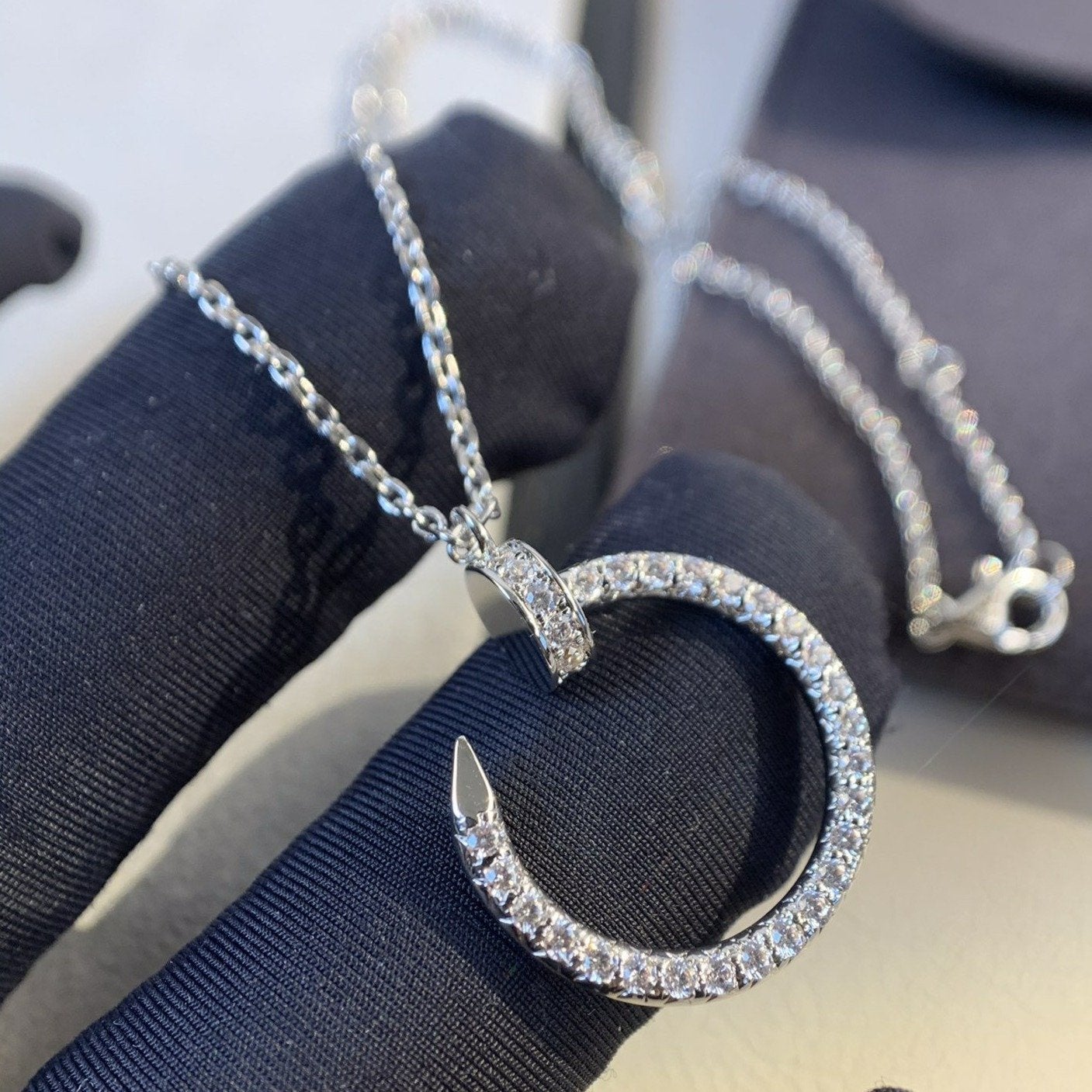 [Lucas Jewelry]JUSTE NECKLACE SILVER DIAMONDS