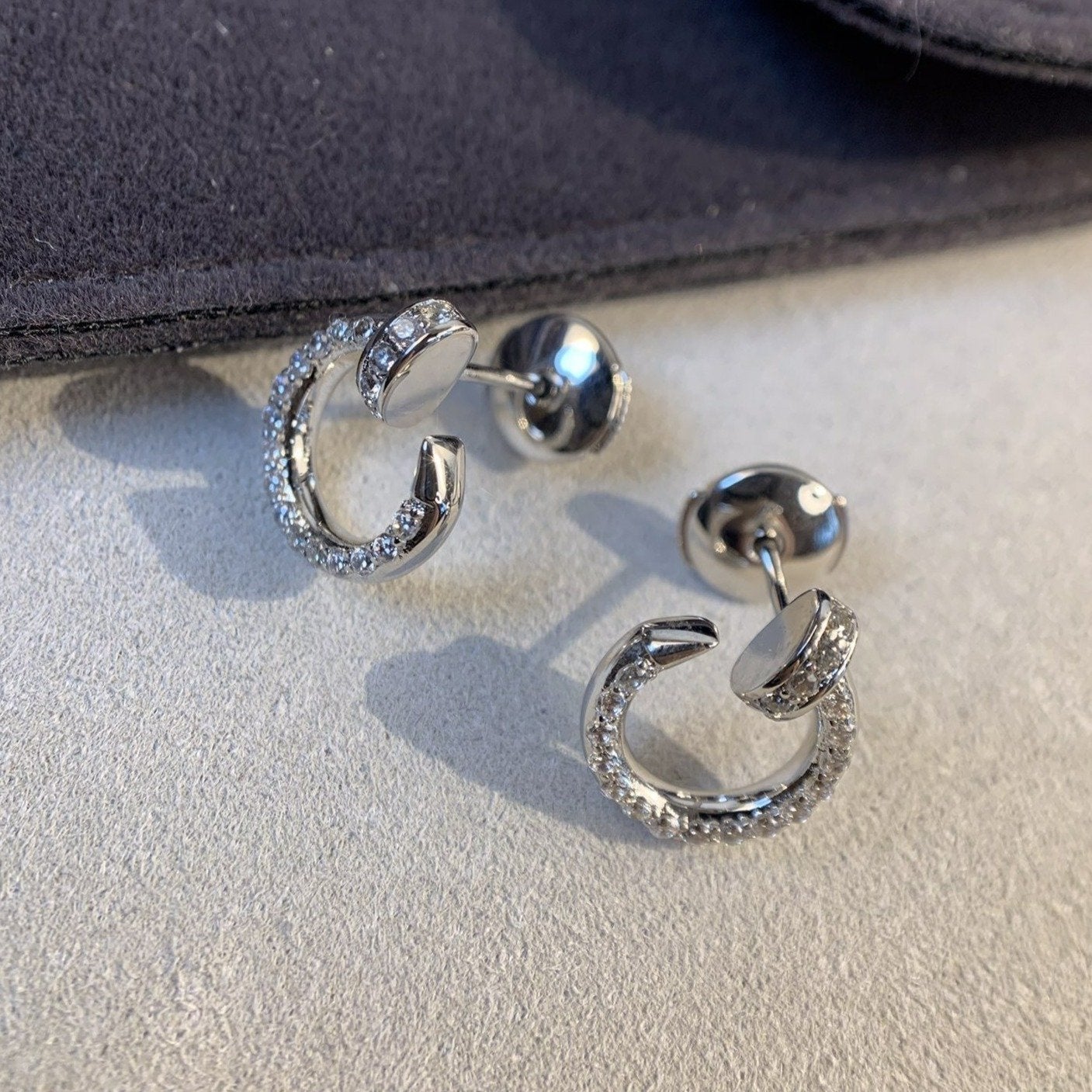 [Lucas Jewelry]JUSTE EARRINGS SILVER DIAMONDS