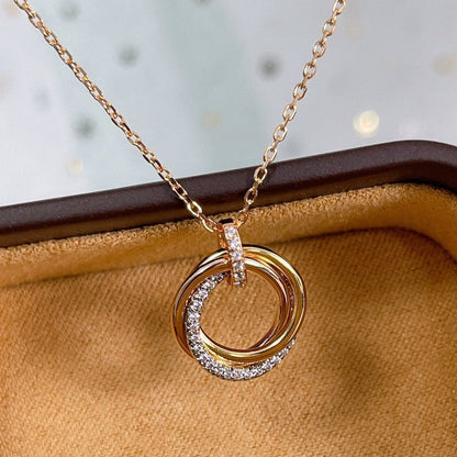 [Lucas Jewelry]TRINITY NECKLACE SILVER GOLD PINK GOLD DIAMONDS