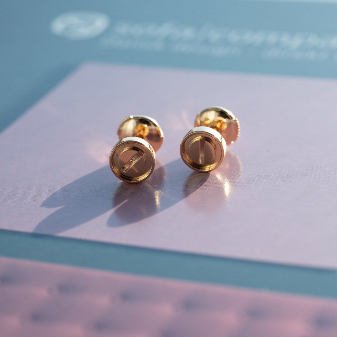 [Lucas Jewelry]LOVE EARRINGS PINK GOLD 10MM