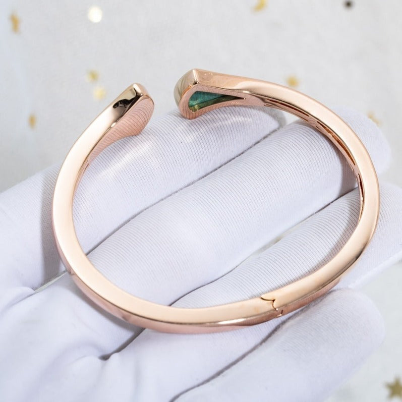 [Lucas Jewelry]DREAM BRACELET OPEN MALACHITE PINK GOLD