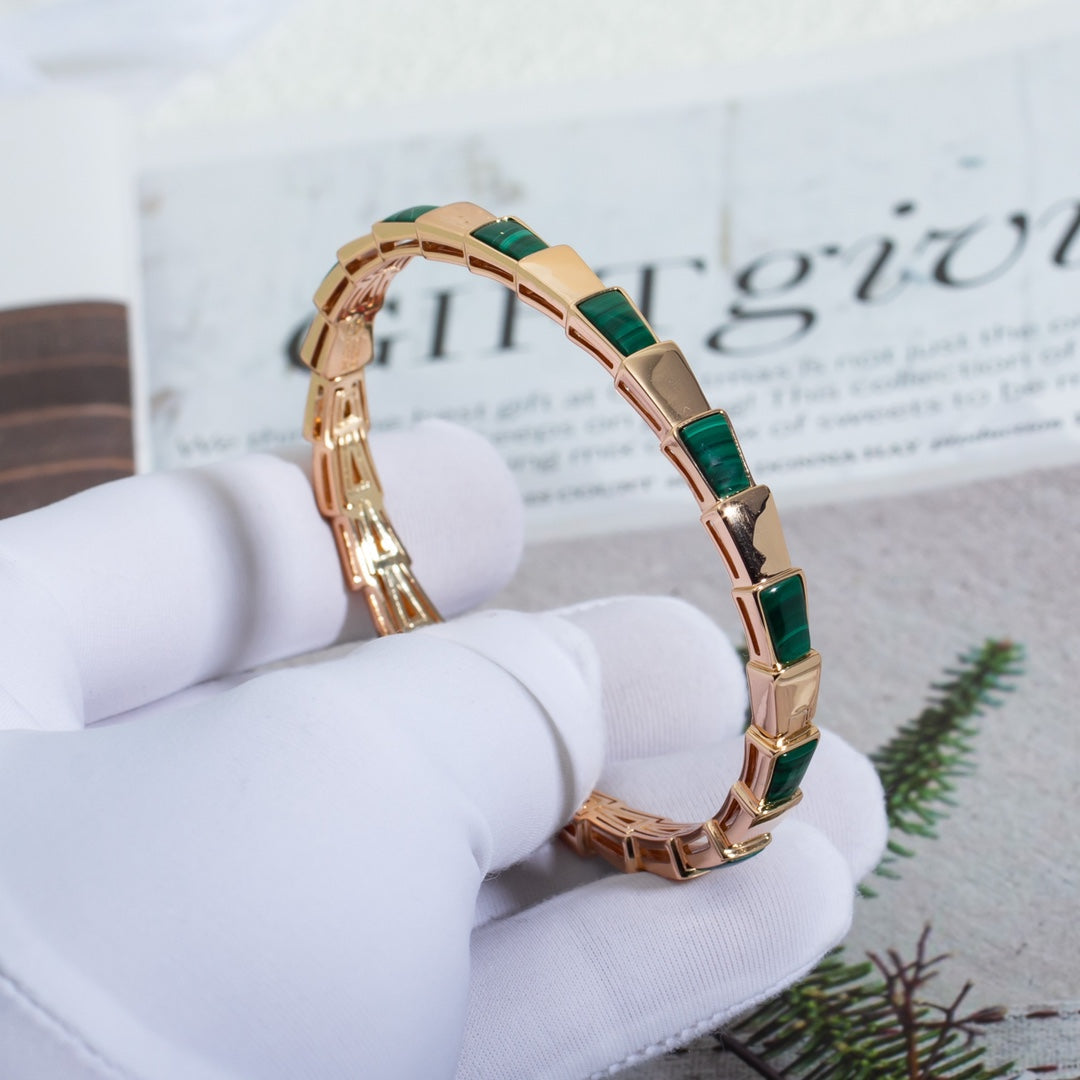 [Lucas Jewelry]SERPENTI BRACELET PINK GOLD MALACHITE