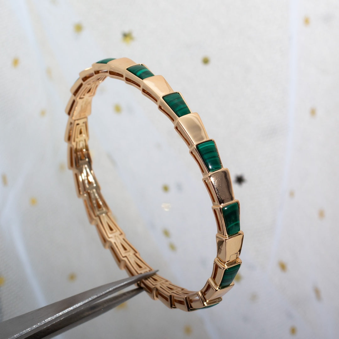 [Lucas Jewelry]SERPENTI BRACELET PINK GOLD MALACHITE