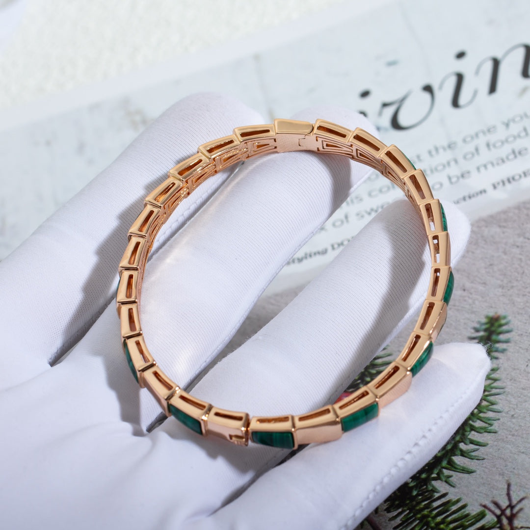 [Lucas Jewelry]SERPENTI BRACELET PINK GOLD MALACHITE