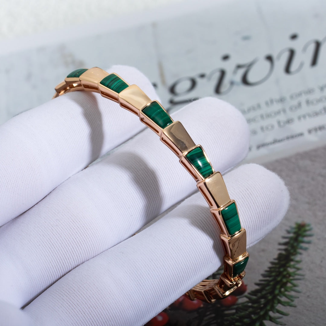 [Lucas Jewelry]SERPENTI BRACELET PINK GOLD MALACHITE