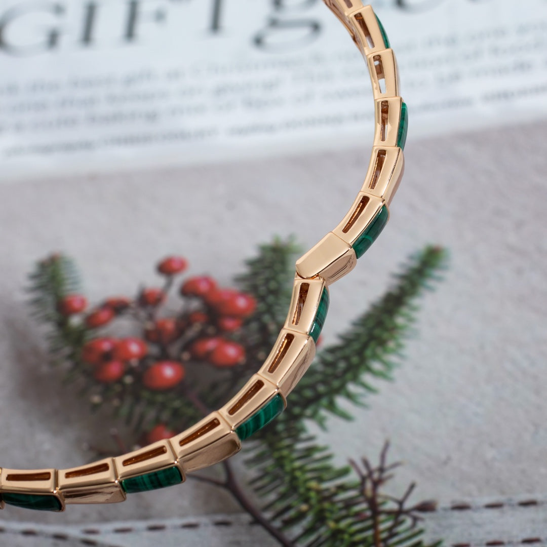 [Lucas Jewelry]SERPENTI BRACELET PINK GOLD MALACHITE