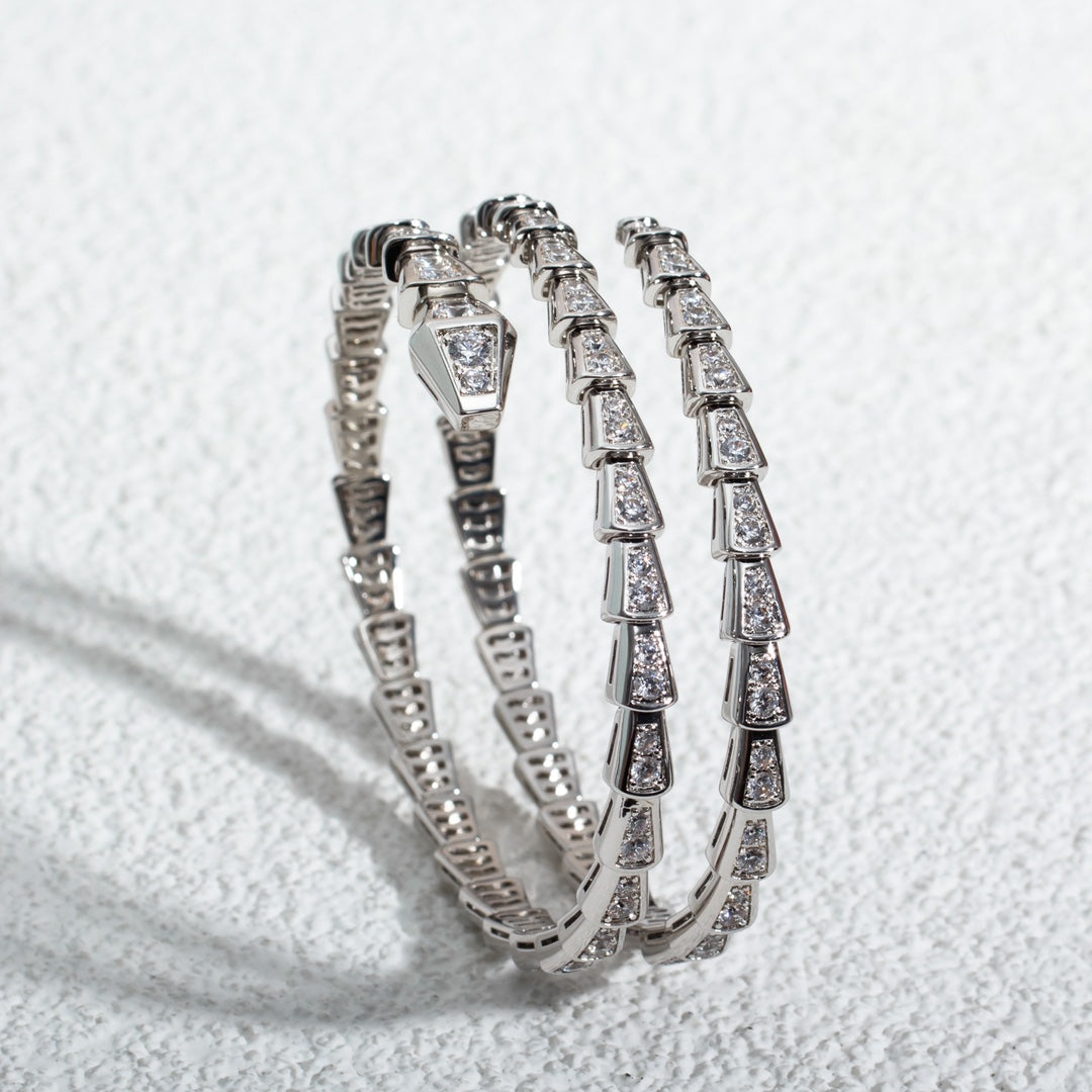 [Lucas Jewelry]SERPENTI BRACELET SILVER DIAMOND DOUBLE ROW