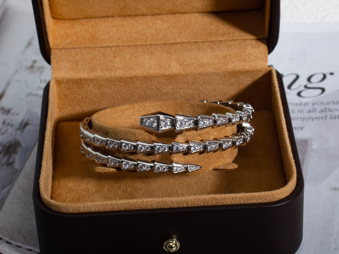 [Lucas Jewelry]SERPENTI BRACELET SILVER DIAMOND DOUBLE ROW