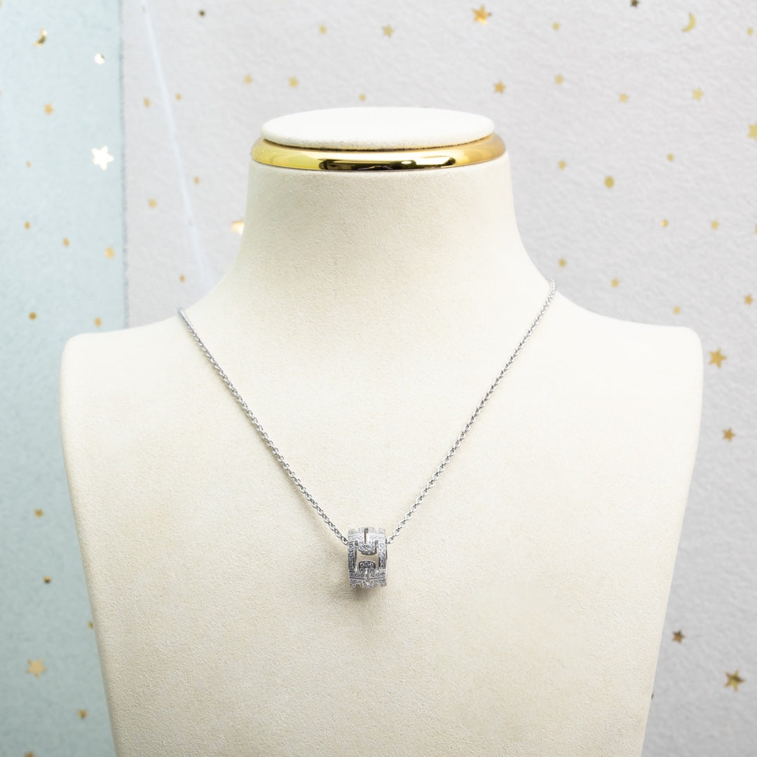 [Lucas Jewelry]PARENTESI NECKLACE SILVER DIAMOND