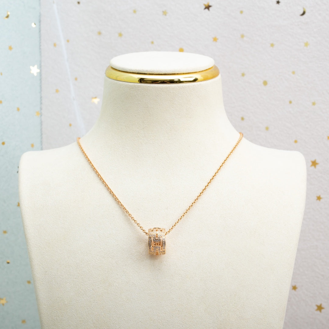 [Lucas Jewelry]PARENTESI NECKLACE PINK GOLD DIAMOND