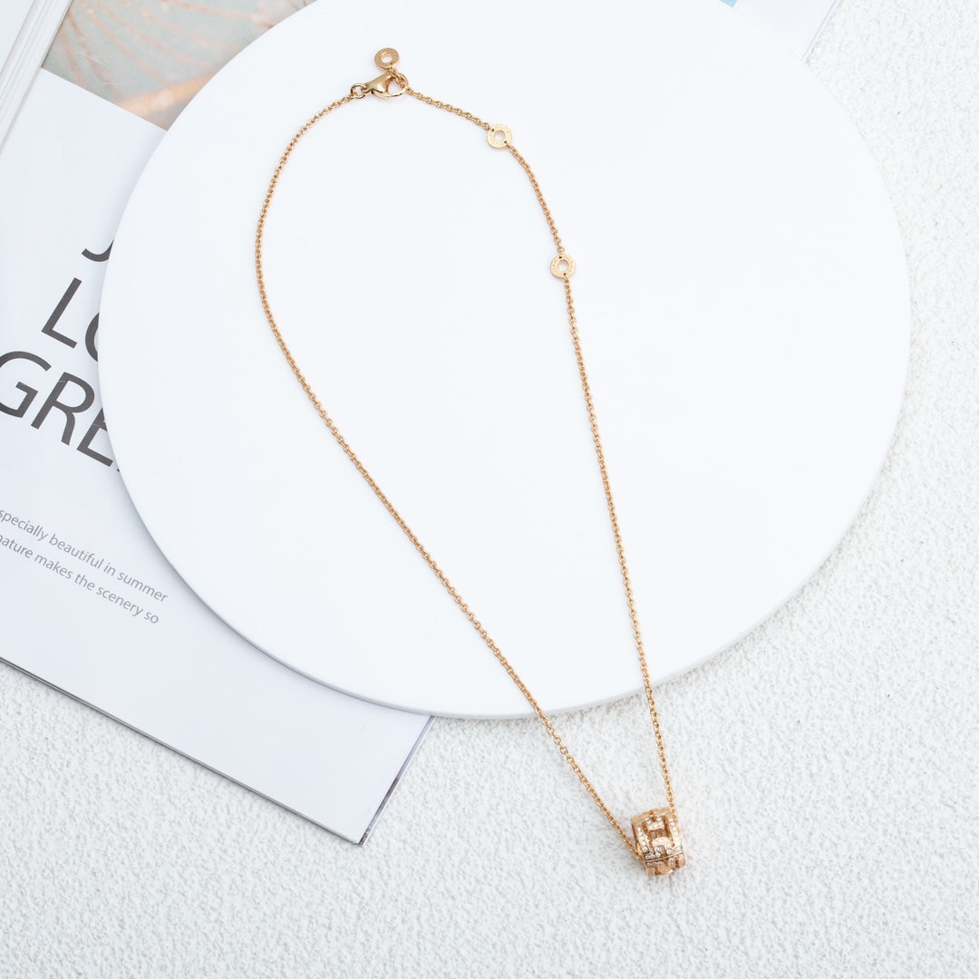 [Lucas Jewelry]PARENTESI NECKLACE PINK GOLD DIAMOND