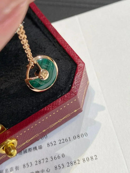 [Lucas Jewelry]AMULETTE ROSE GOLD MALACHITE NECKLACE