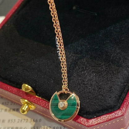 [Lucas Jewelry]AMULETTE ROSE GOLD MALACHITE NECKLACE