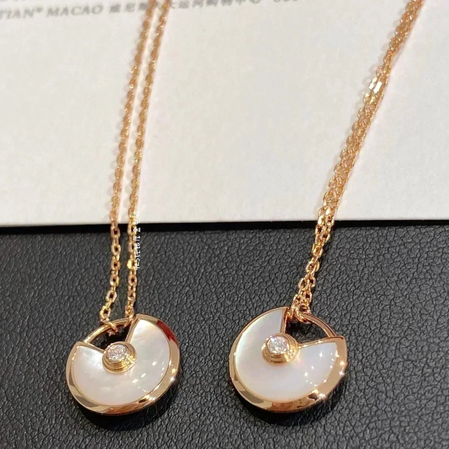 [Lucas Jewelry]AMULETTE ROSE GOLD MOP NECKLACE