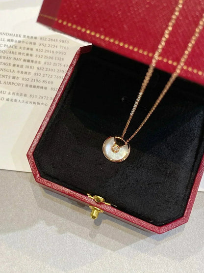 [Lucas Jewelry]AMULETTE ROSE GOLD MOP NECKLACE