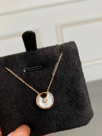 [Lucas Jewelry]AMULETTE ROSE GOLD MOP NECKLACE