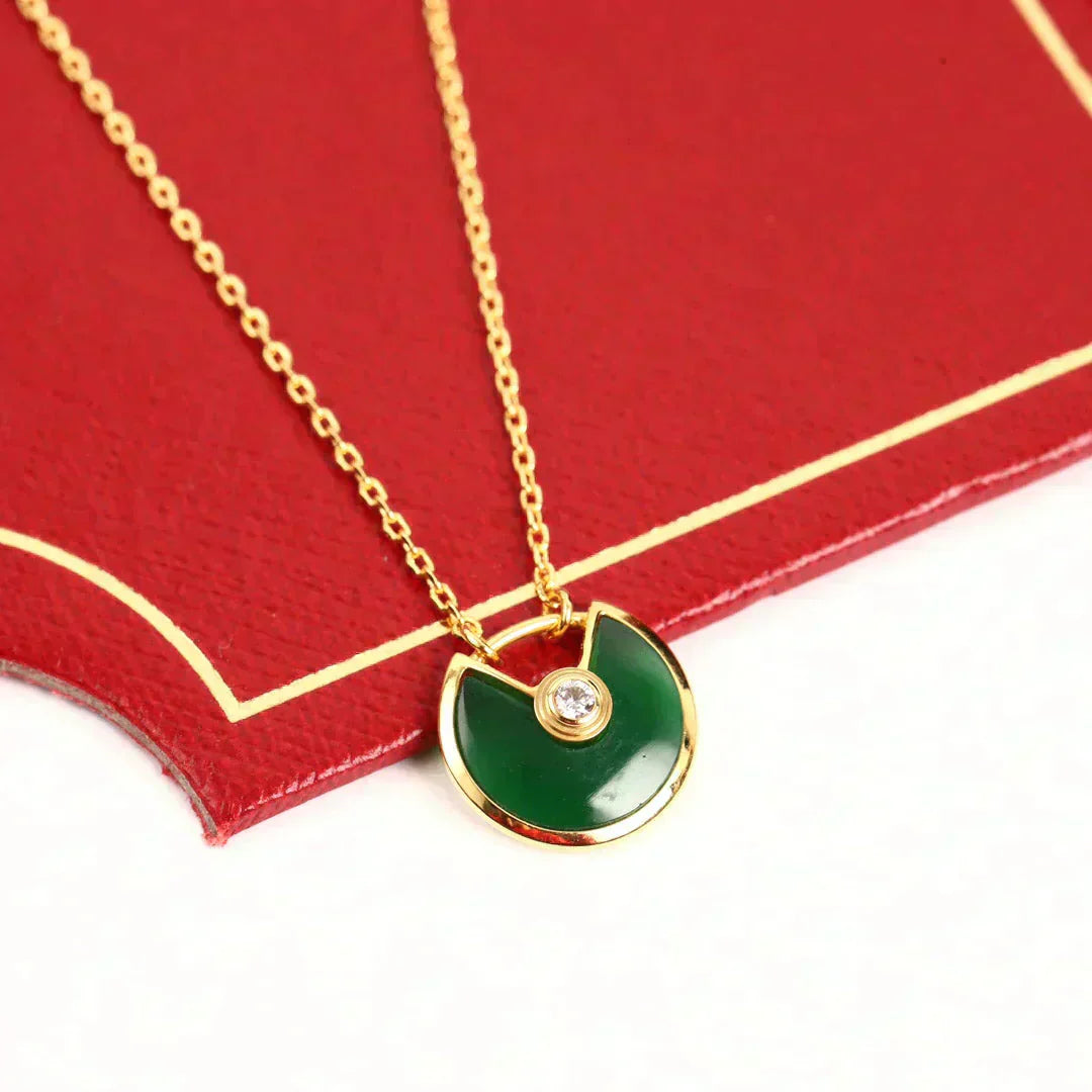 [Lucas Jewelry]AMULETTE GOLD MALACHITE NECKLACE