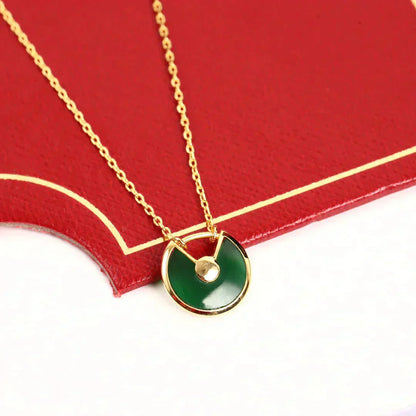 [Lucas Jewelry]AMULETTE GOLD MALACHITE NECKLACE