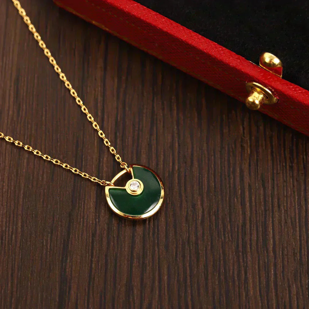 [Lucas Jewelry]AMULETTE GOLD MALACHITE NECKLACE