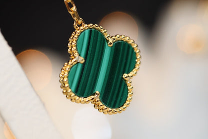 [Lucas Jewelry]CLOVER EARRINGS GOLD MALACHITE DIAMOND 3 MOTIF