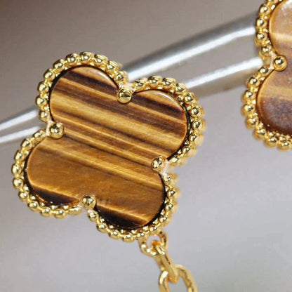 [Lucas Jewelry]CLOVER  2 MOTIF  TIGER EYE CARNELIAN EARRINGS