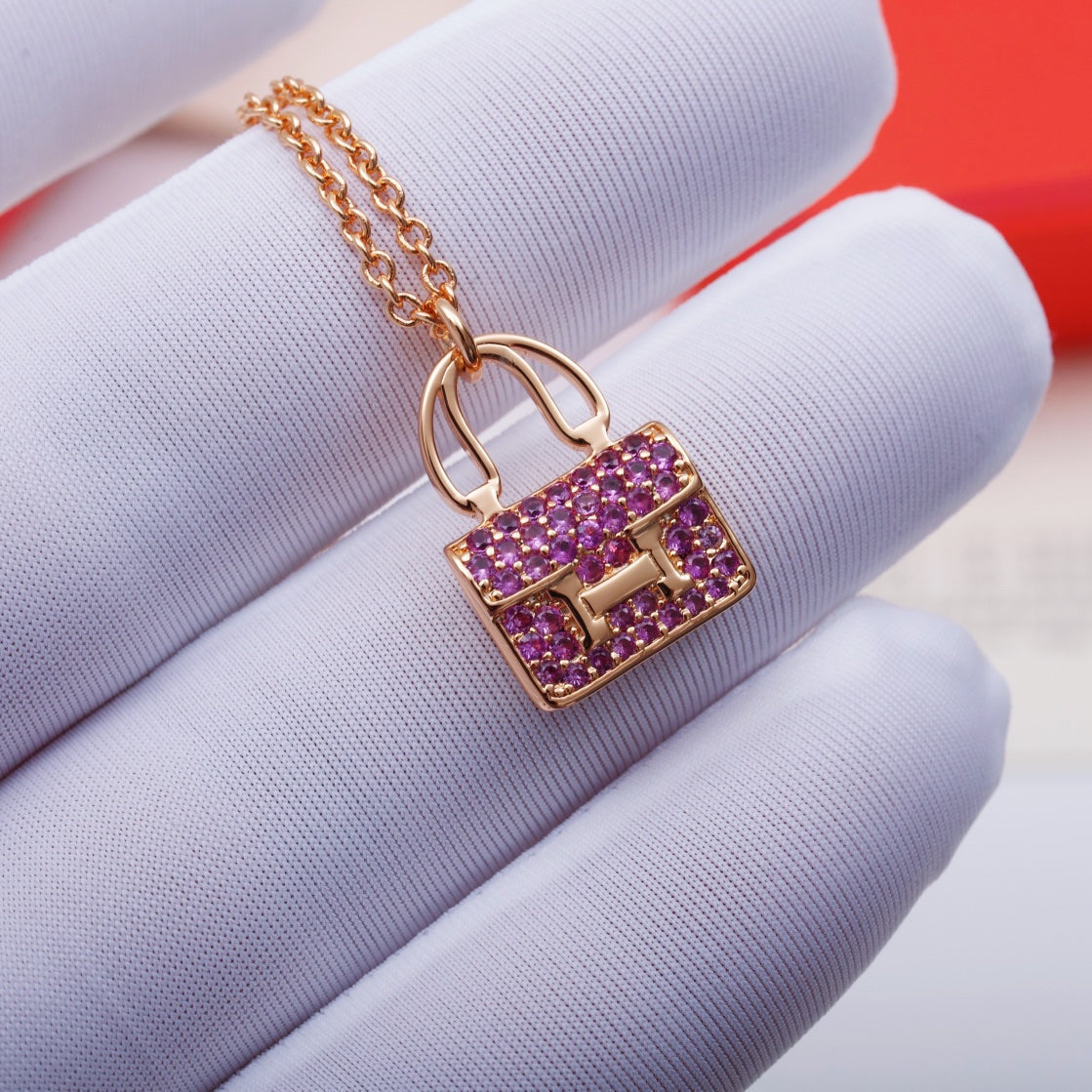 [Lucas Jewelry]CONSTANCE PEDANT PURPLE DIAMOND NECKLACE