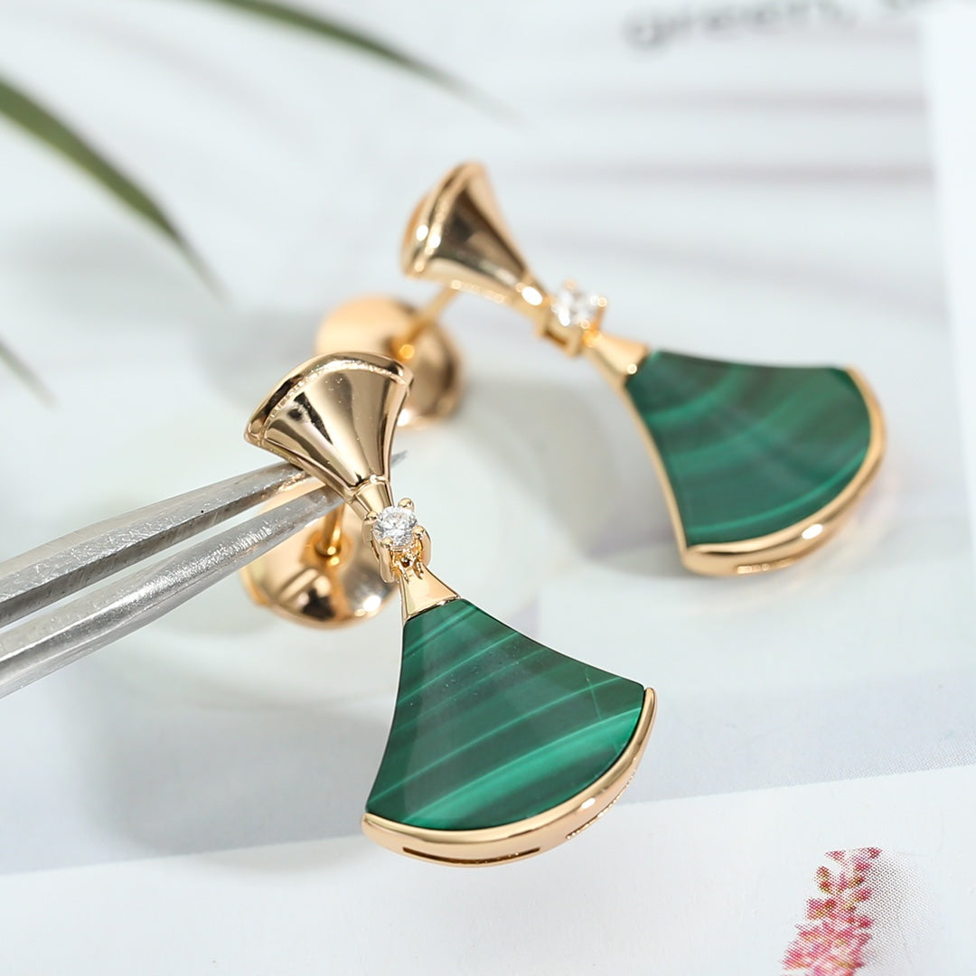 [Lucas Jewelry]DREAM MALACHITE PINK GOLD EARRINGS