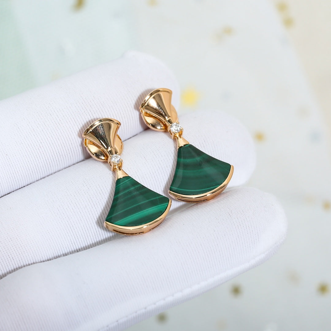 [Lucas Jewelry]DREAM MALACHITE PINK GOLD EARRINGS