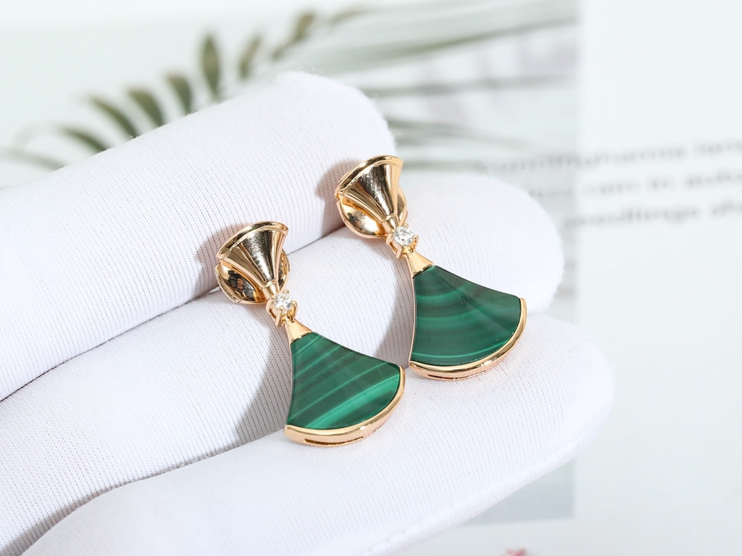 [Lucas Jewelry]DREAM MALACHITE PINK GOLD EARRINGS