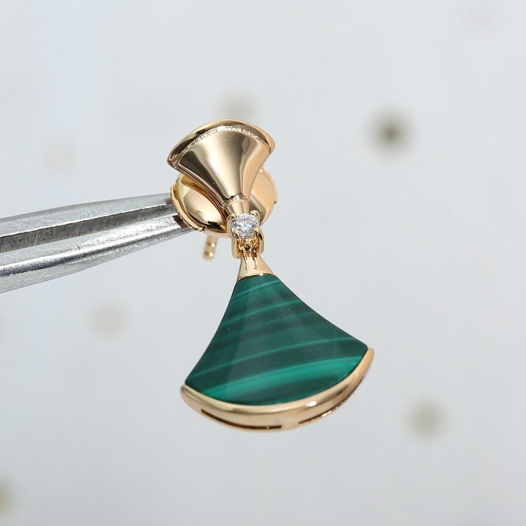 [Lucas Jewelry]DREAM MALACHITE PINK GOLD EARRINGS