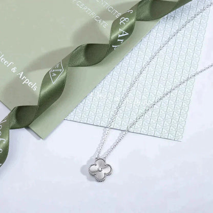 [Lucas Jewelry]CLOVER  15MM DIAMOND LASER NECKLACE SILVER