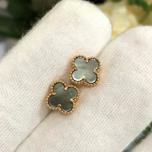 [Lucas Jewelry]CLOVER MINI 9.5MM GRAY MOP EARRINGS