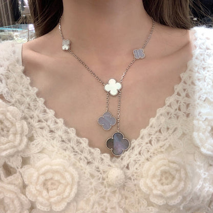 [Lucas Jewelry]CLOVER MOP CHALCEDONY NECKLACE SILVER 6 MOTIF